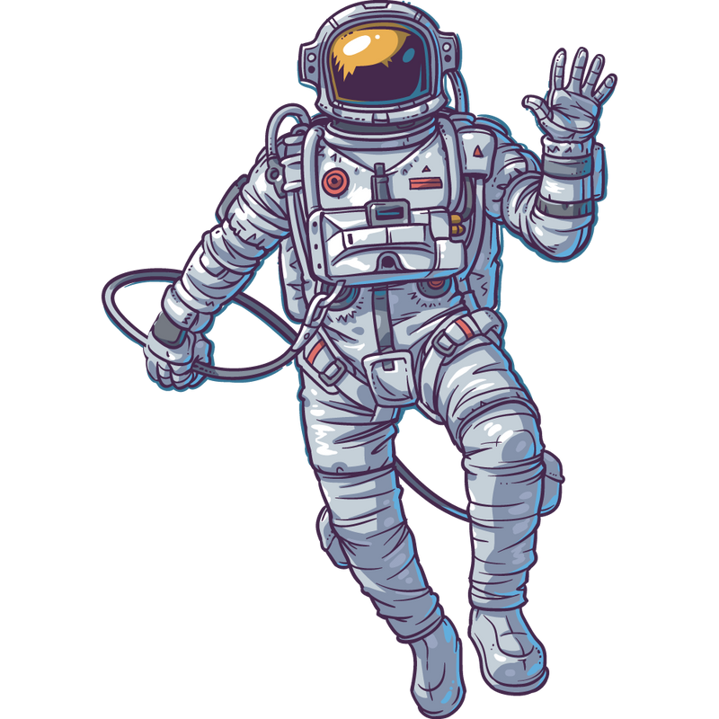 A floating astronaut in a space suit